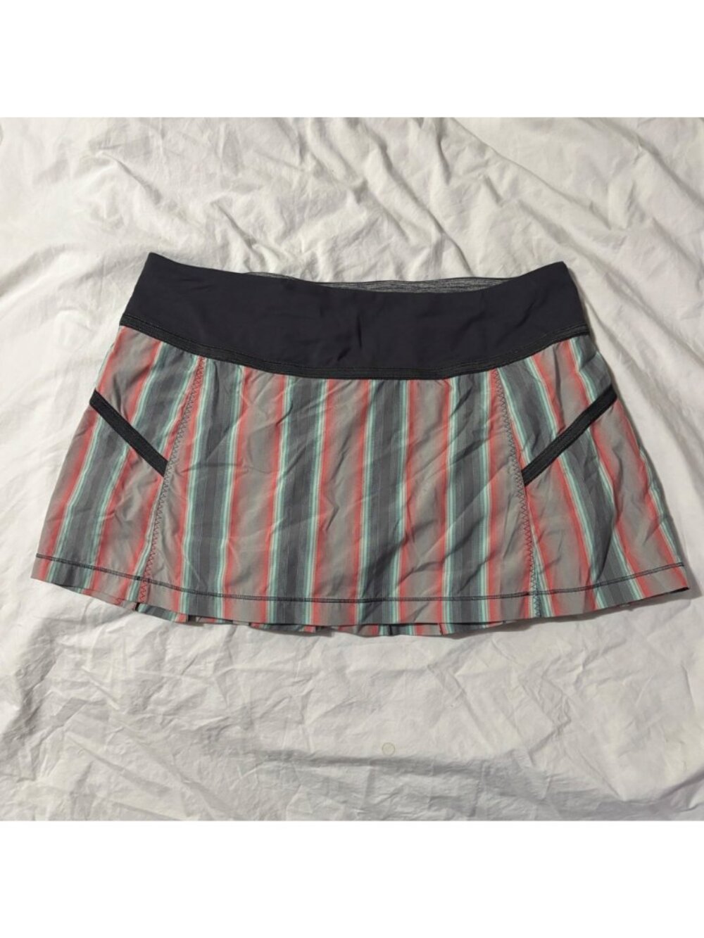 Like New Lululemon Run Reflection Skirt Ombre Stripe Coal Lined Shorts Size 10 - Picture 9 of 10